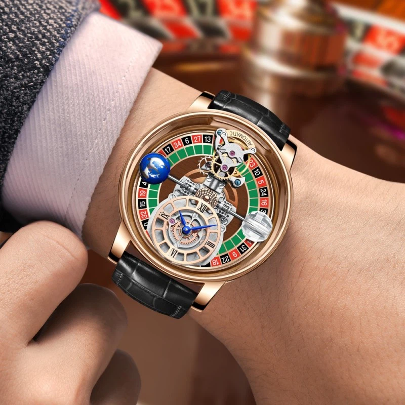 NEW DESIGN Plating Mens Watches Top Brands Luxury Gambling Disk Quartz Turntable Watches Casino Watch