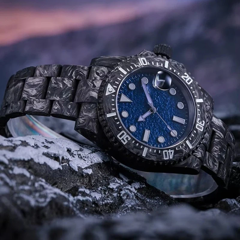 Automatic Mechanical Watches With Carbon Fiber Case Strap
