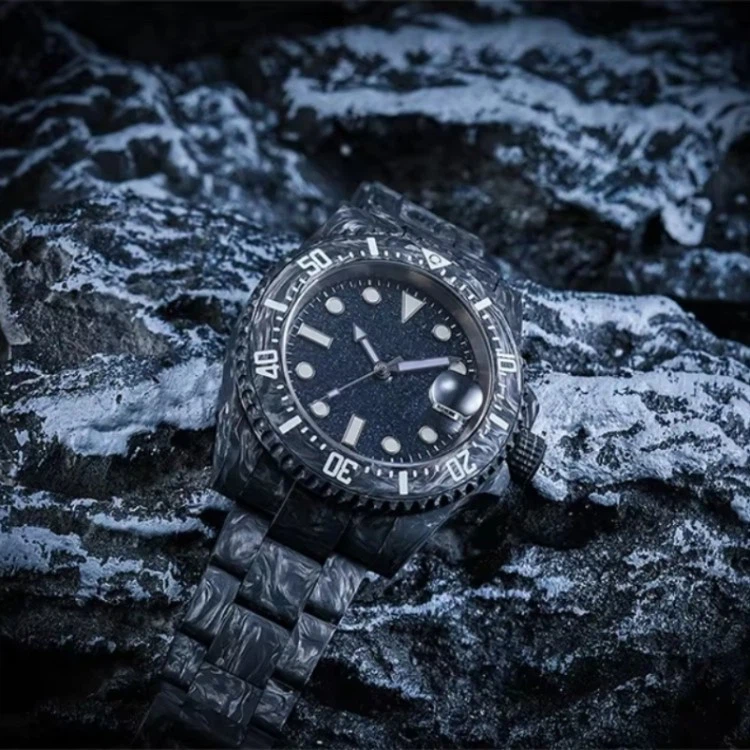 Automatic Mechanical Watches With Carbon Fiber Case Strap