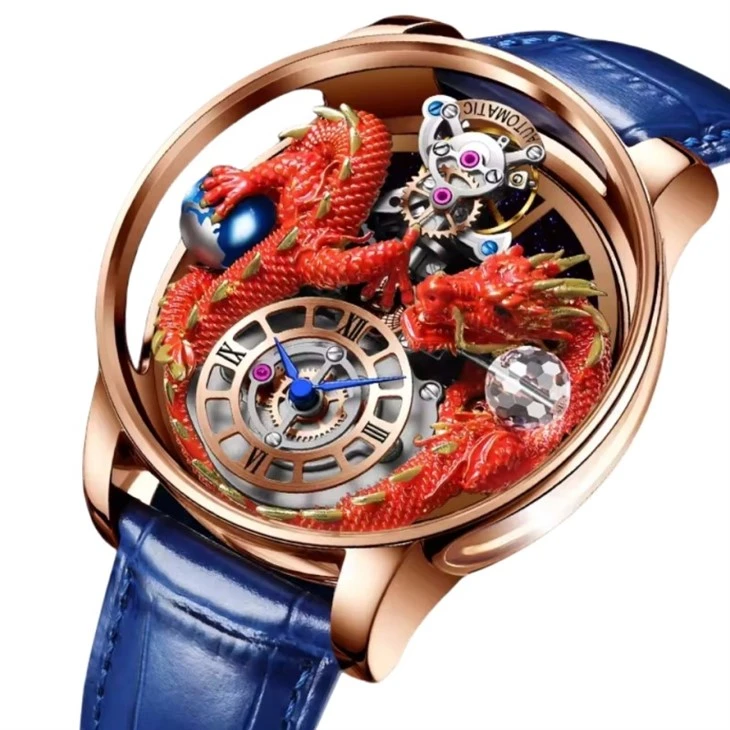 New Style Hot Selling Exquisite Dragon Minimalist Watch Quartz Movement Watch 316L Stainless Steel Top Leather Watch Men Watches